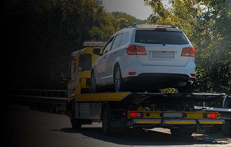 Vehicle on a flatbed